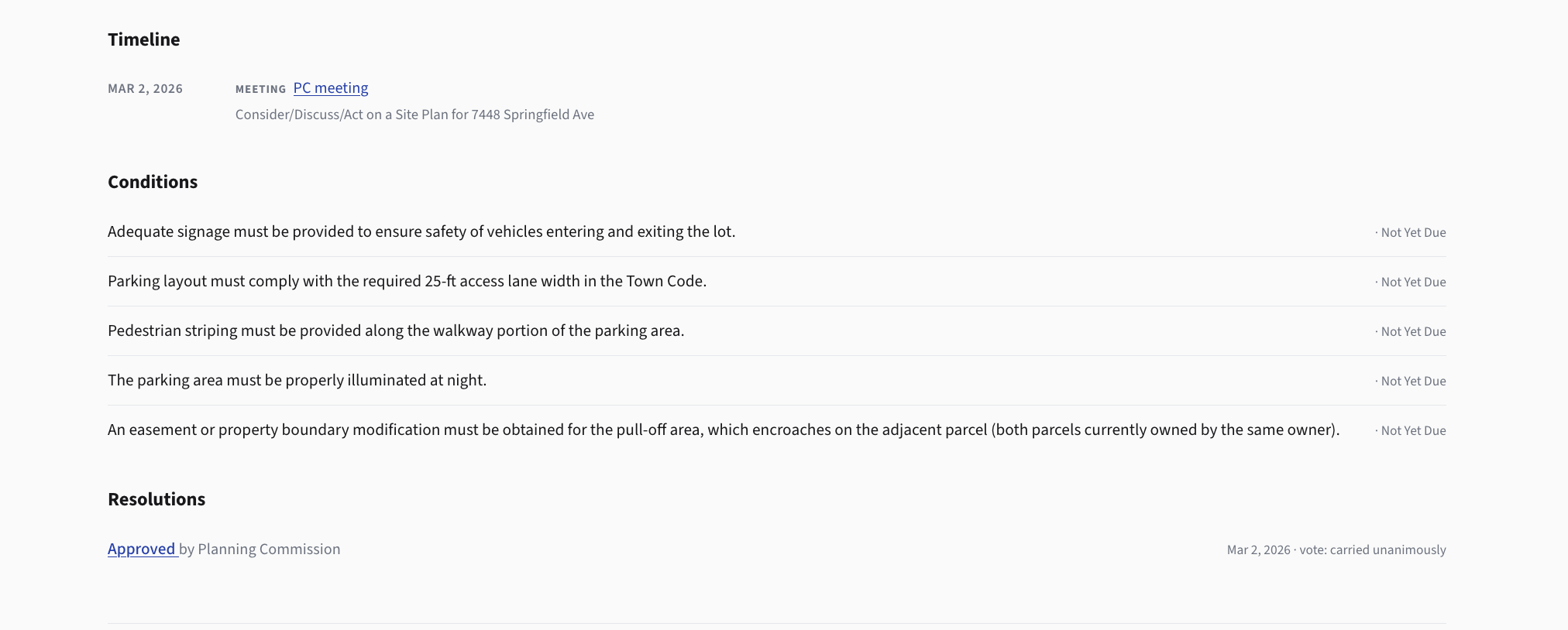 Conditions list view linked to the originating application